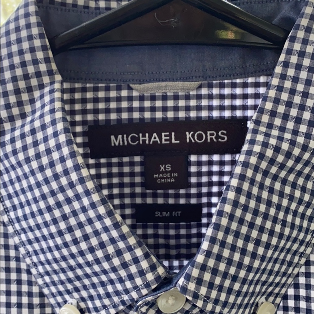 MICHAEL KORS MENS CHECKERED BUTTON DOWN